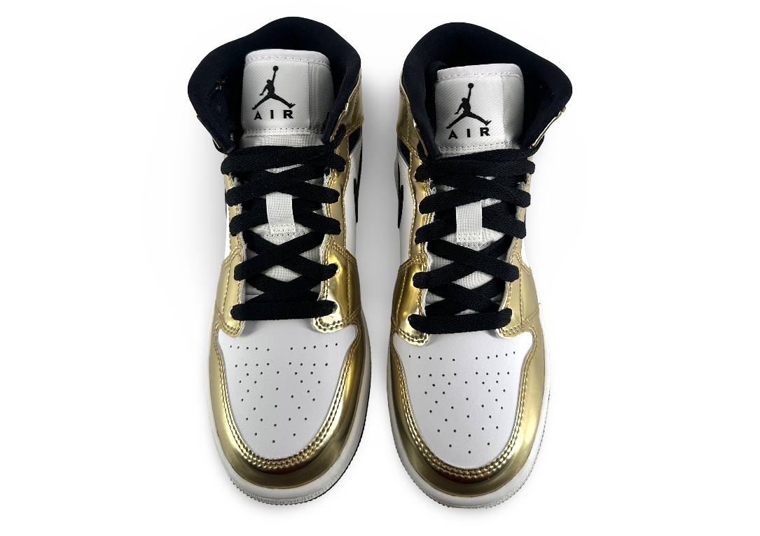 Jordan 1 Mid Metallic Gold Black White (GS)