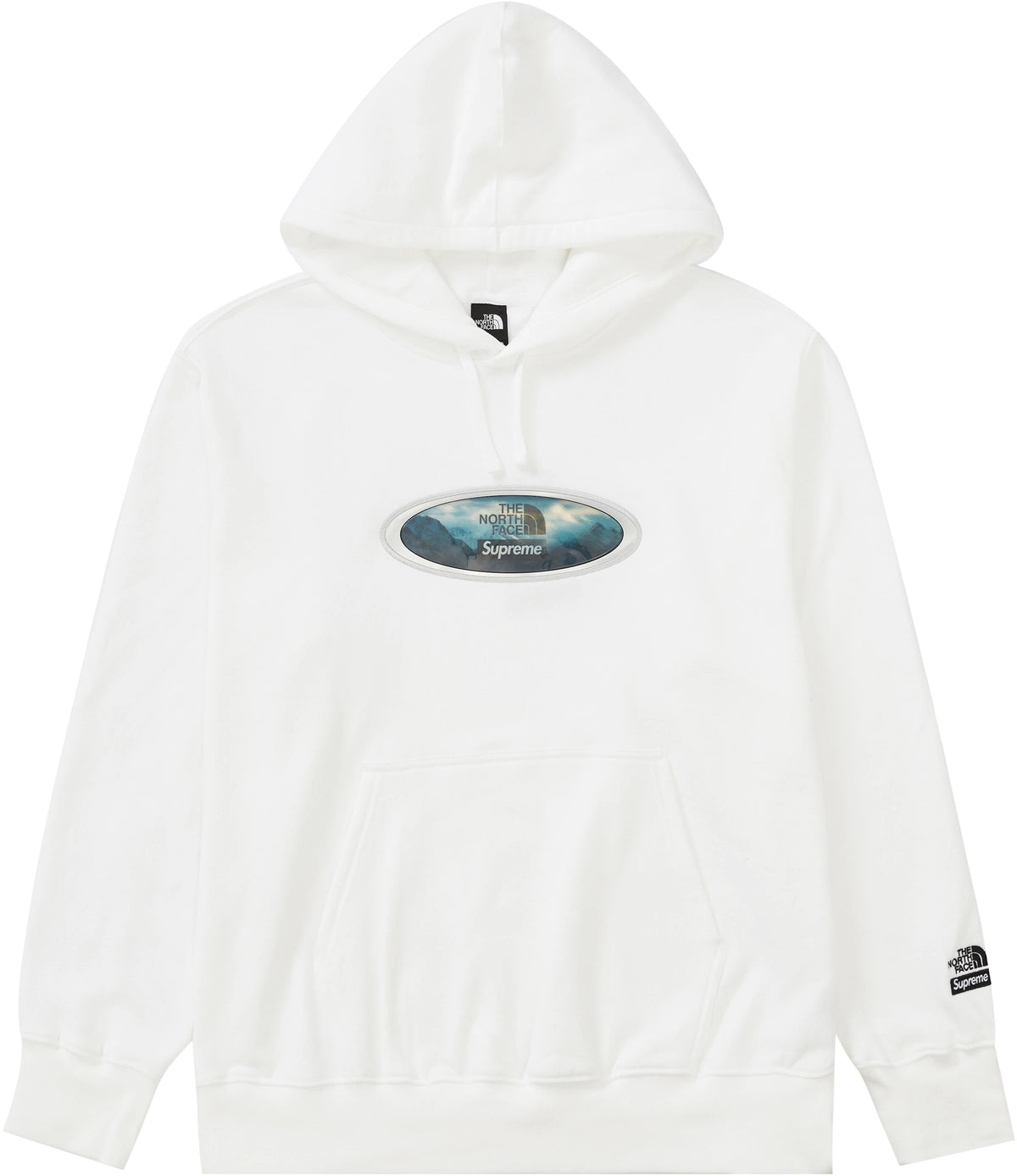 Supreme The North Face Lenticular Mountains Hooded Sweatshirt White