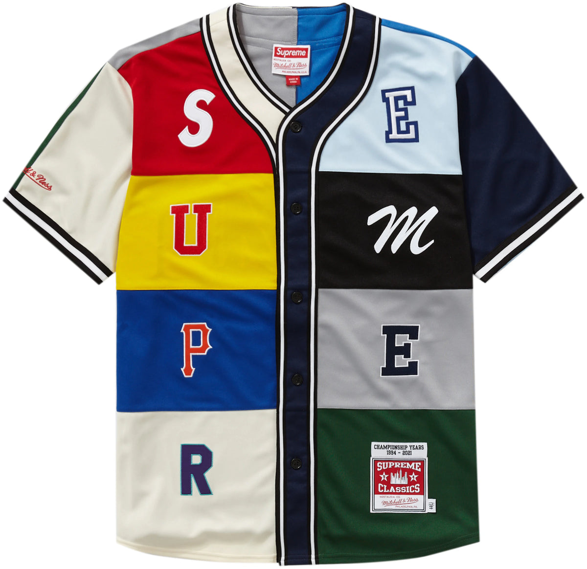 Supreme Mitchell & Ness Patchwork Baseball Jersey Multicolor