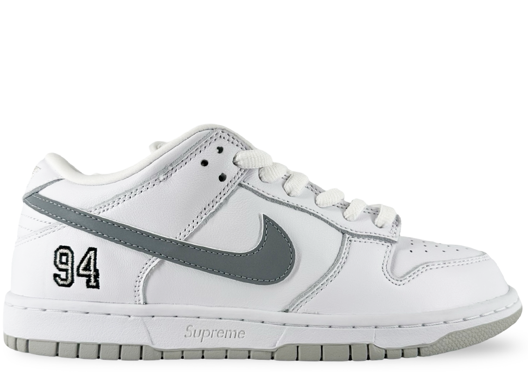 Nike SB Dunk Low Supreme 94 White Metallic Silver