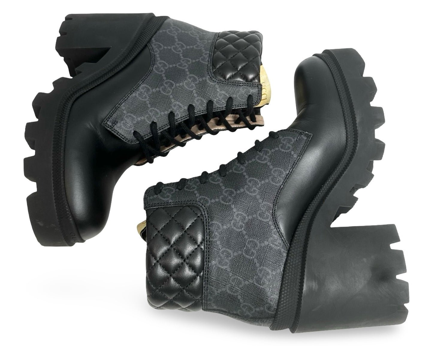 Gucci GG Supreme Leather Ankle Boots Women's Black 659691 UC810 1000