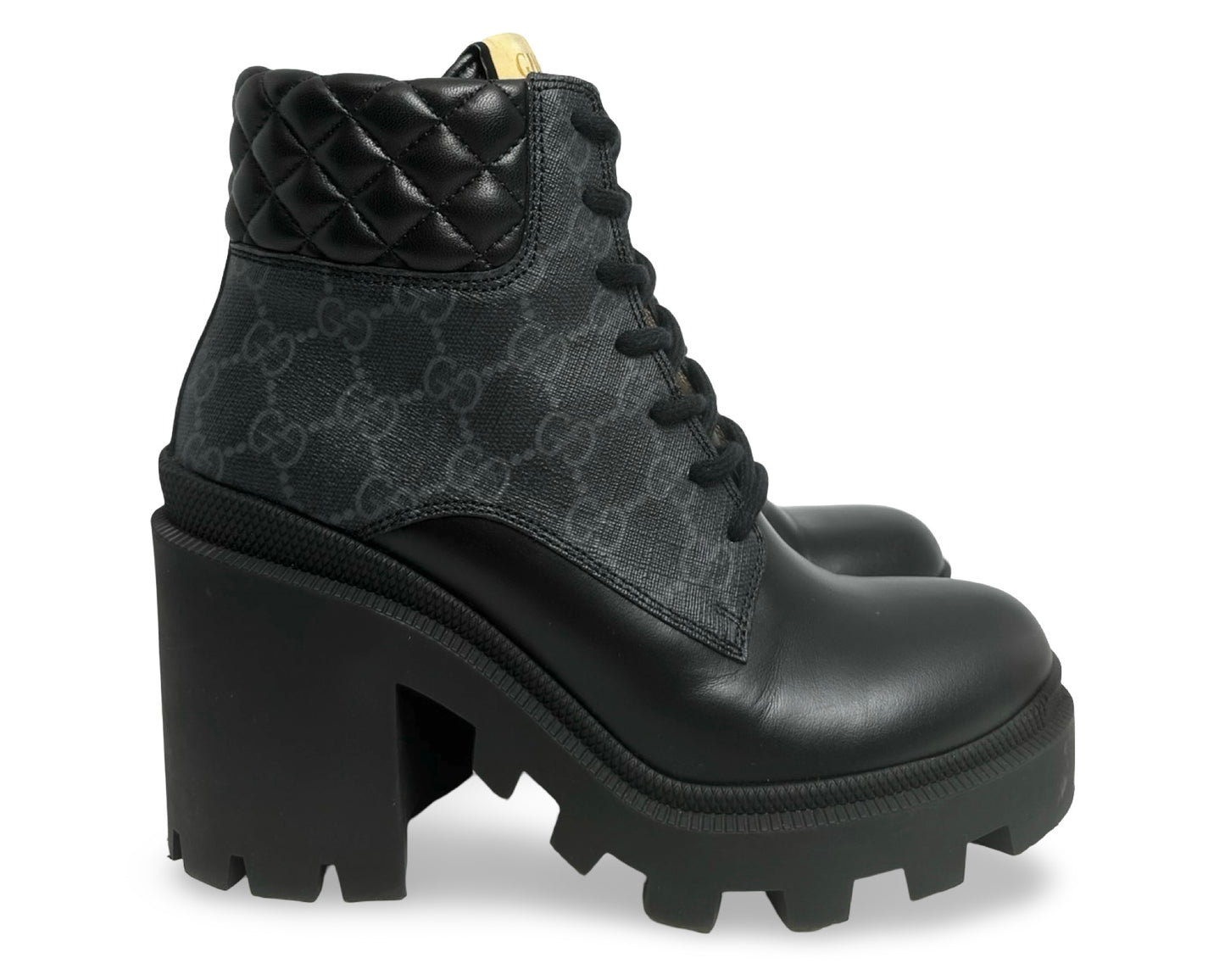 Gucci GG Supreme Leather Ankle Boots Women's Black 659691 UC810 1000