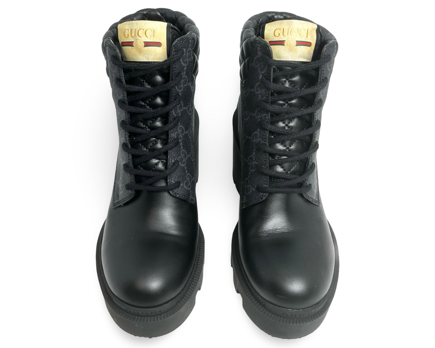 Gucci GG Supreme Leather Ankle Boots Women's Black 659691 UC810 1000