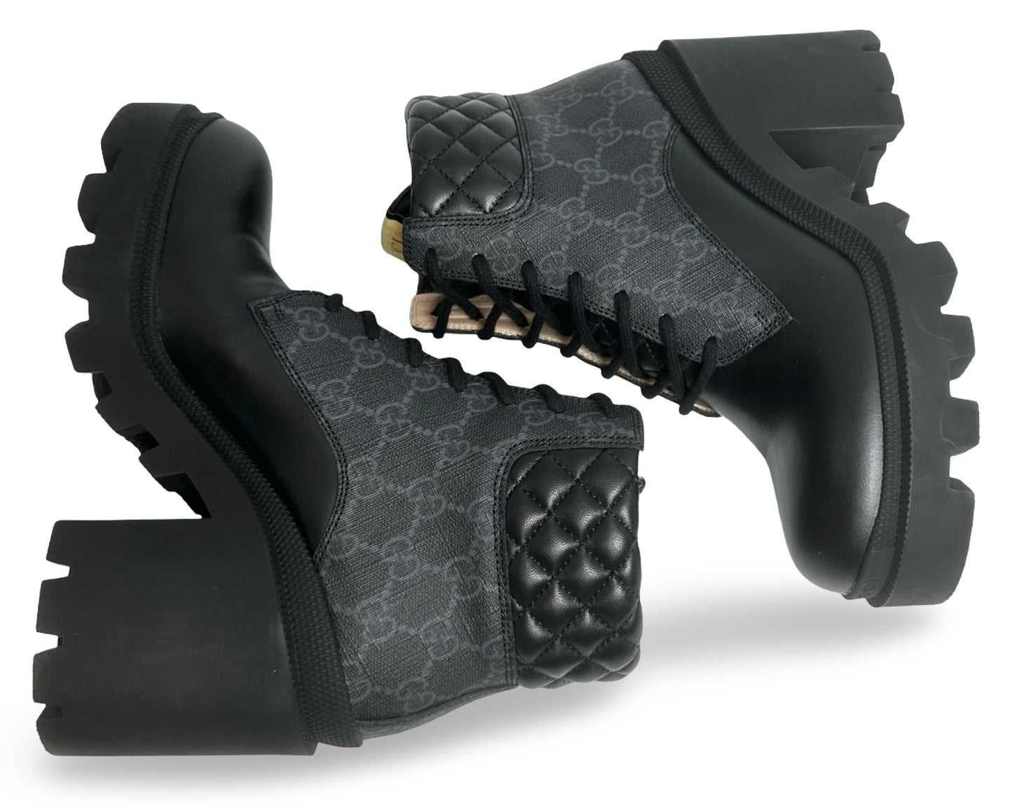 Gucci GG Supreme Leather Ankle Boots Women's Black 659691 UC810 1000