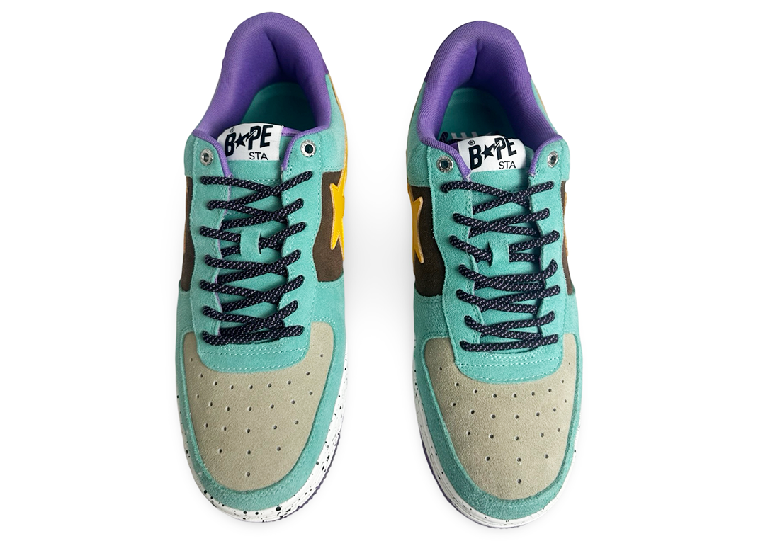 A Bathing Ape Bape Sta Teal Brown Yellow Suede
