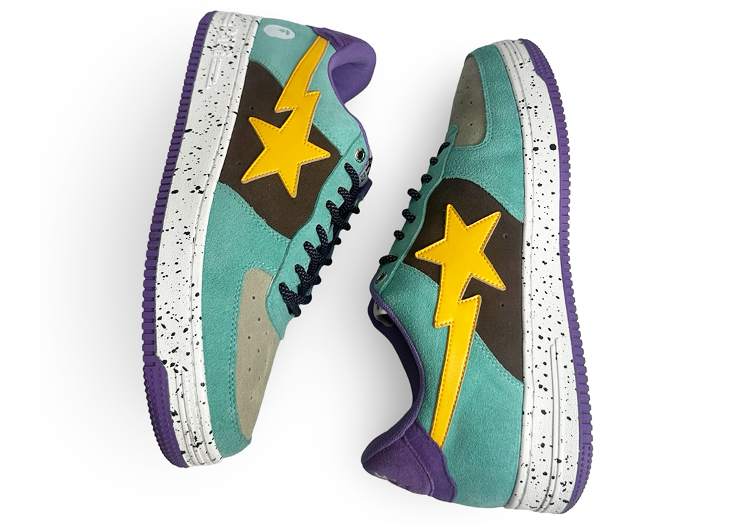A Bathing Ape Bape Sta Teal Brown Yellow Suede