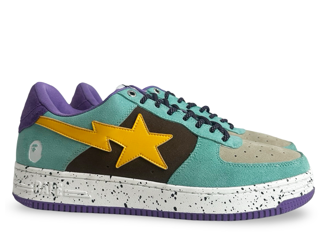 A Bathing Ape Bape Sta Teal Brown Yellow Suede