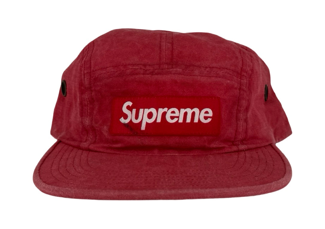 Supreme Washed Linen Camp Cap Red