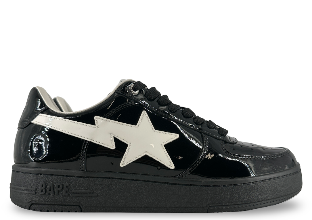 A Bathing Ape Bape Sta #1 Black White Patent Leather