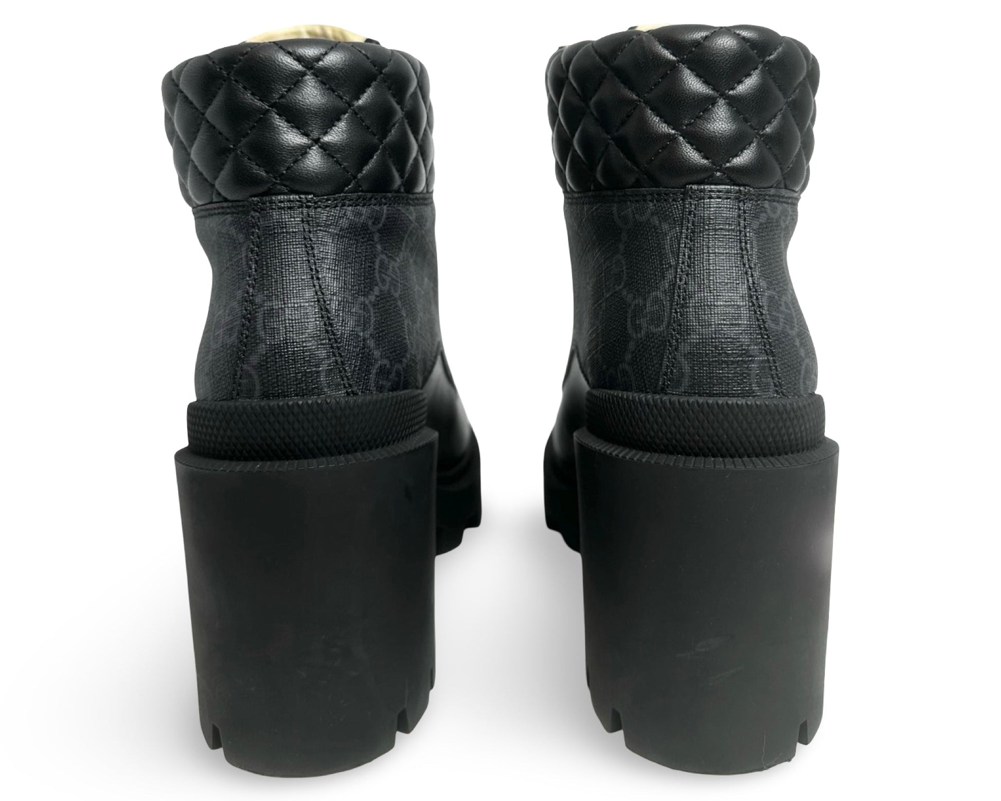 Gucci GG Supreme Leather Ankle Boots Womens Black 659691 UC810 1000