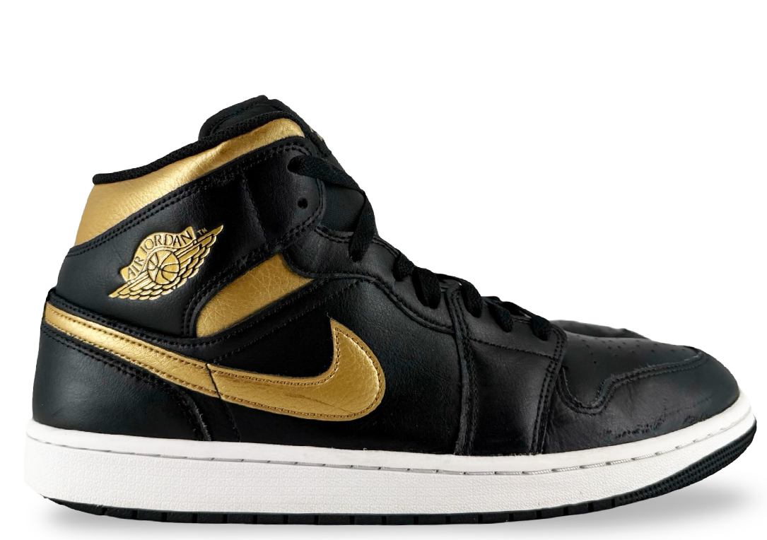 Jordan 1 Mid Black Metallic Gold