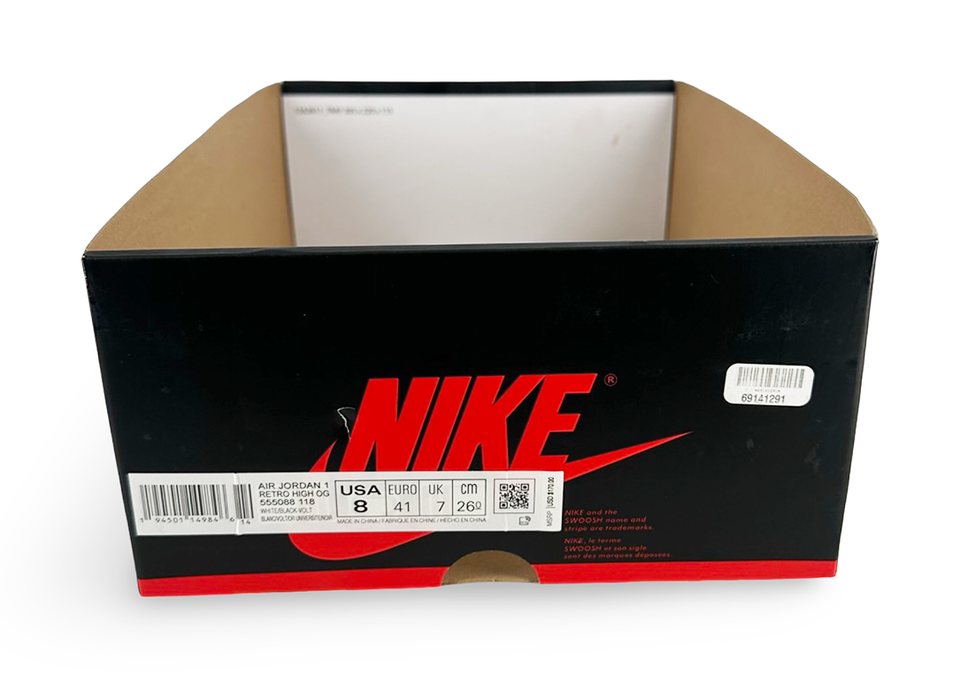 Jordan 1 Retro High White Black Volt University Gold