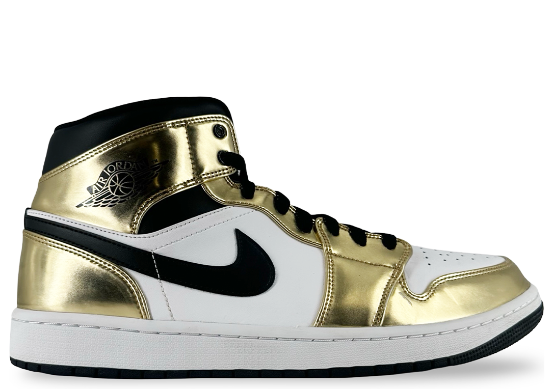 Jordan 1 Mid Metallic Gold Black White