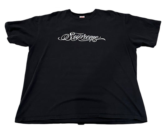 Supreme Script Cursive Tee Black