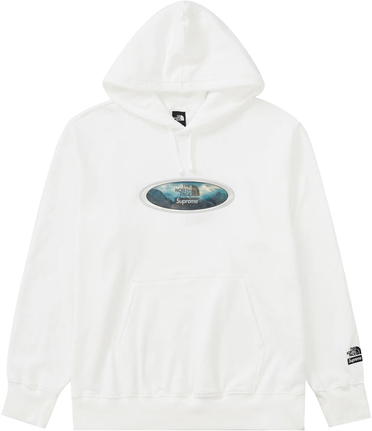 Supreme The North Face Lenticular Mountains Hooded Sweatshirt White