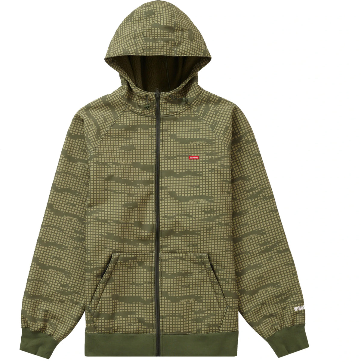Supreme WINDSTOPPER Zip Up Hooded Sweatshirt (FW21) Olive Grid Camo
