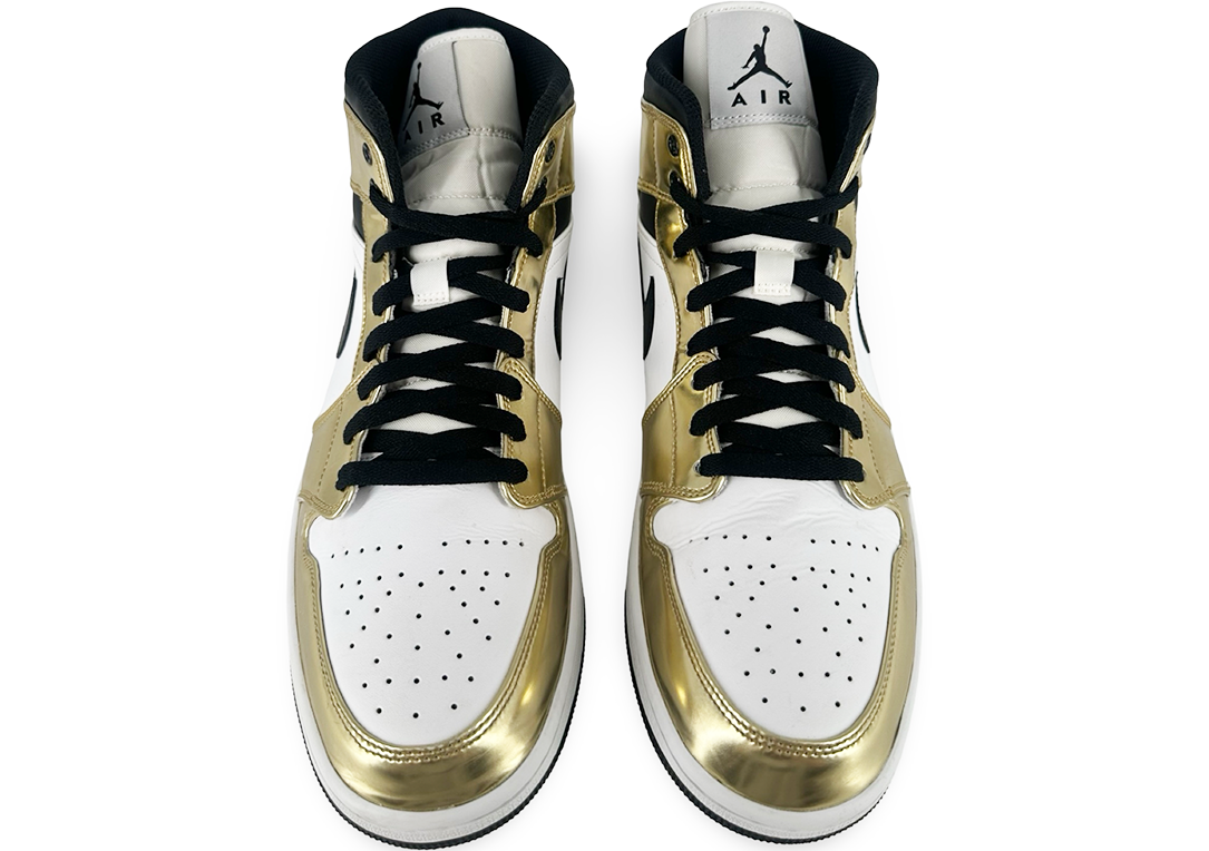 Jordan 1 Mid Metallic Gold Black White