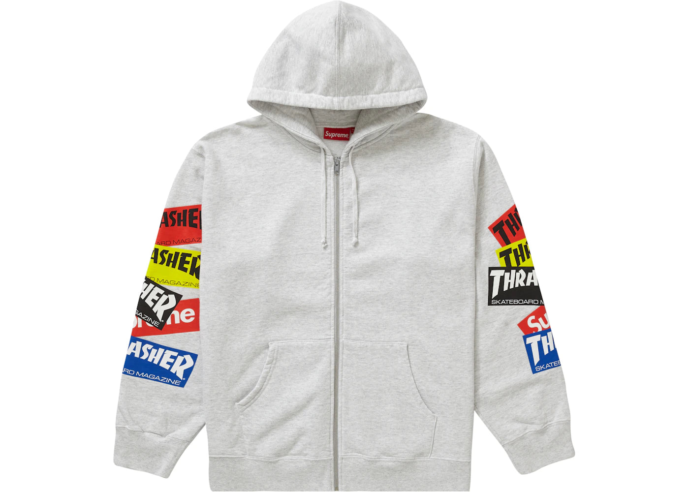 Supreme Thrasher Multi Logo Zip Up Hooded Sweatshirt Ash Grey