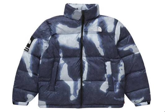 Supreme The North Face Bleached Denim Print Nuptse Jacket