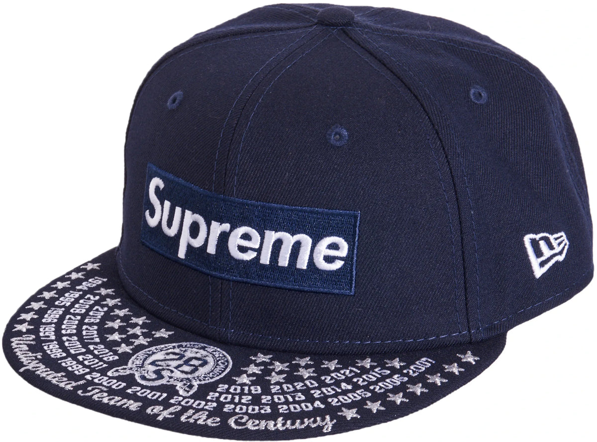 Supreme Undisputed Box Logo New Era Fitted Hat Navy