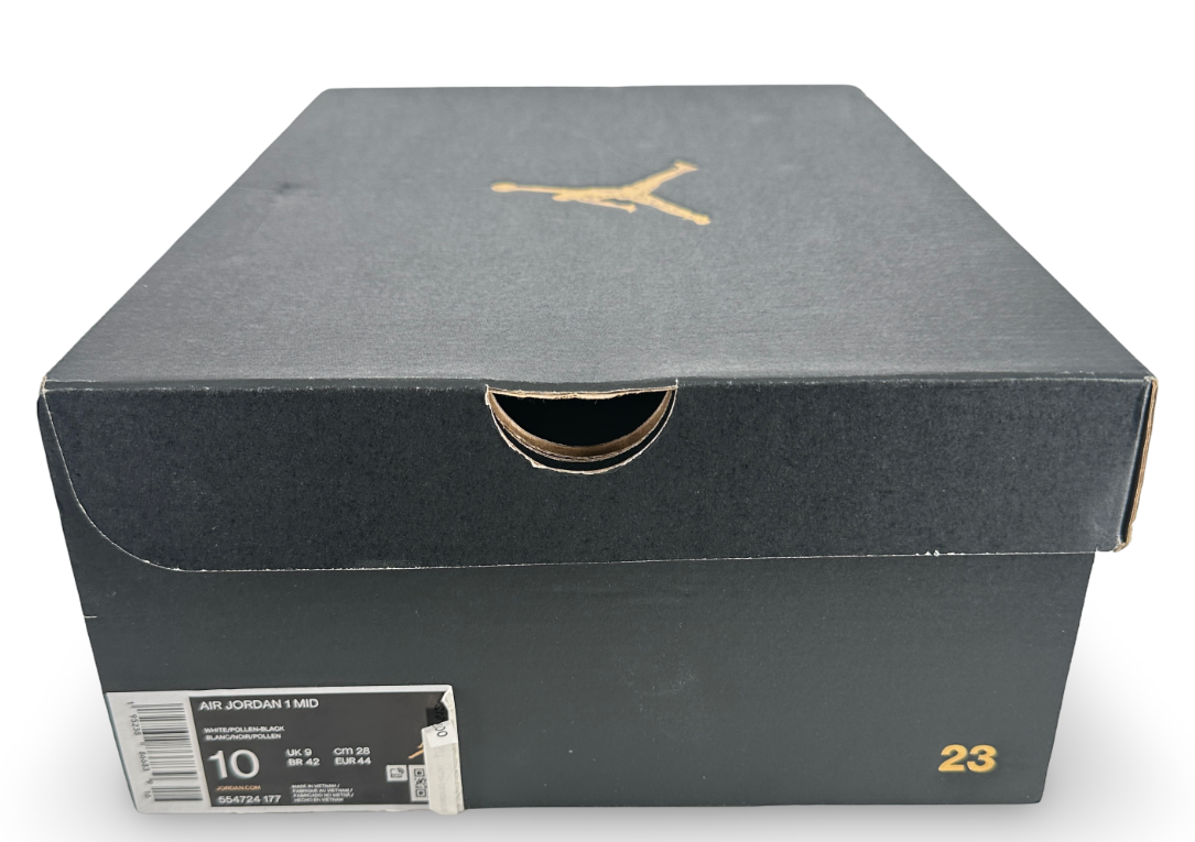 Jordan 1 Mid White Pollen Black