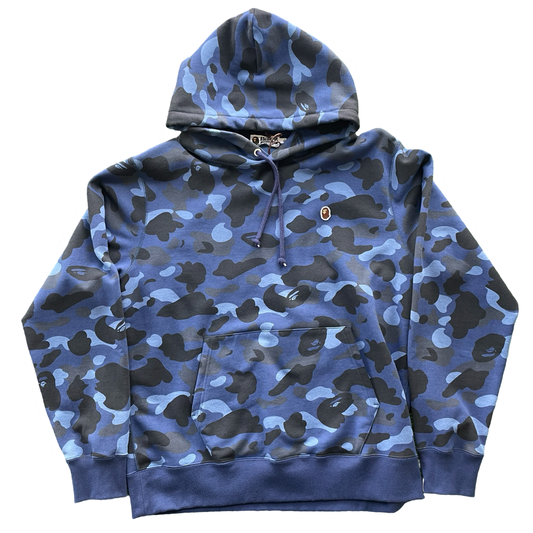 Bape Small Logo Camo Hoodie Blue