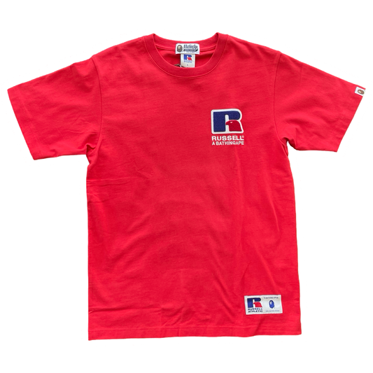 BAPE X RUSSELL COLLEGE TEE RED