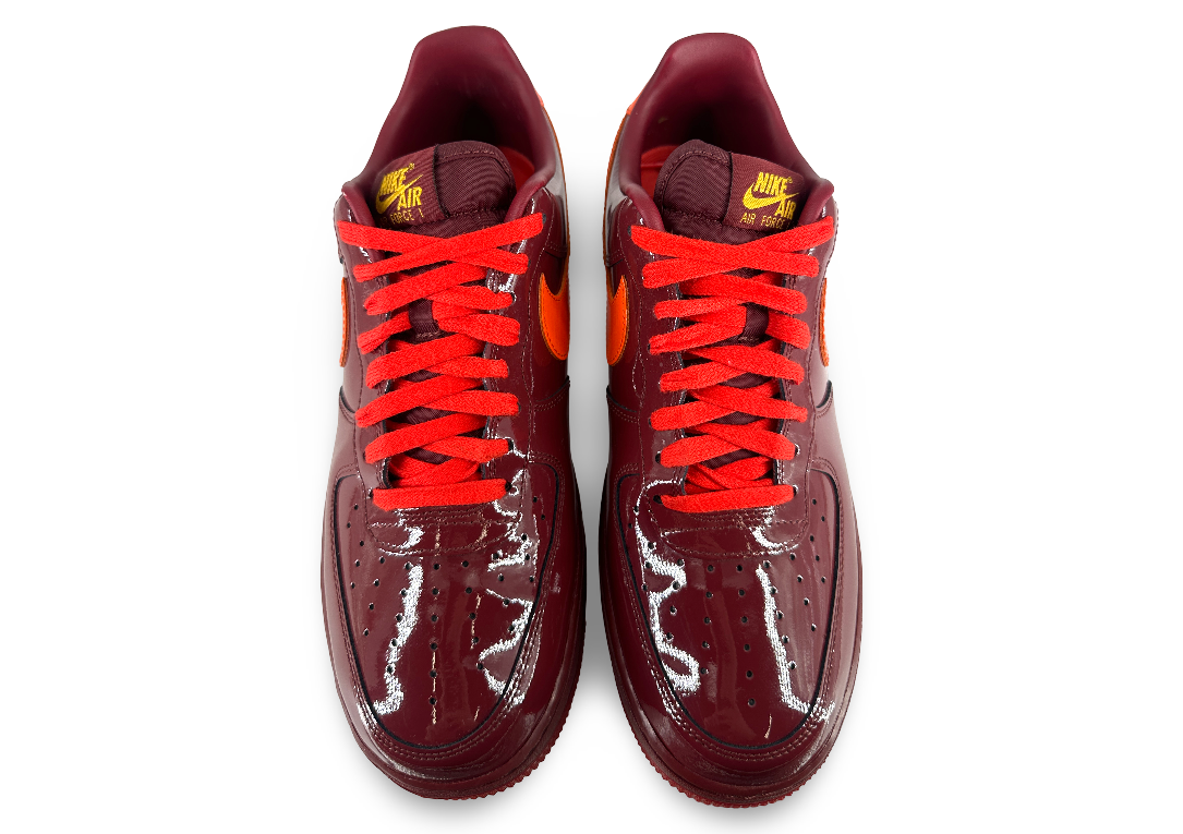 Nike Air Force 1 Low Patent Leather Dark Team Red Safety Orange