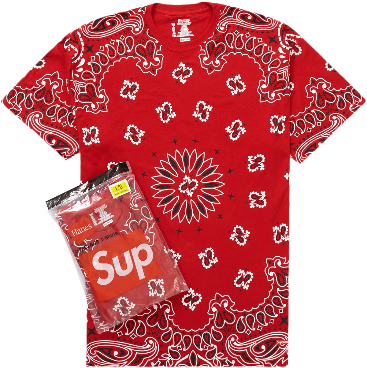 Supreme Hanes Bandana Tagless Tees (2 Pack) Red