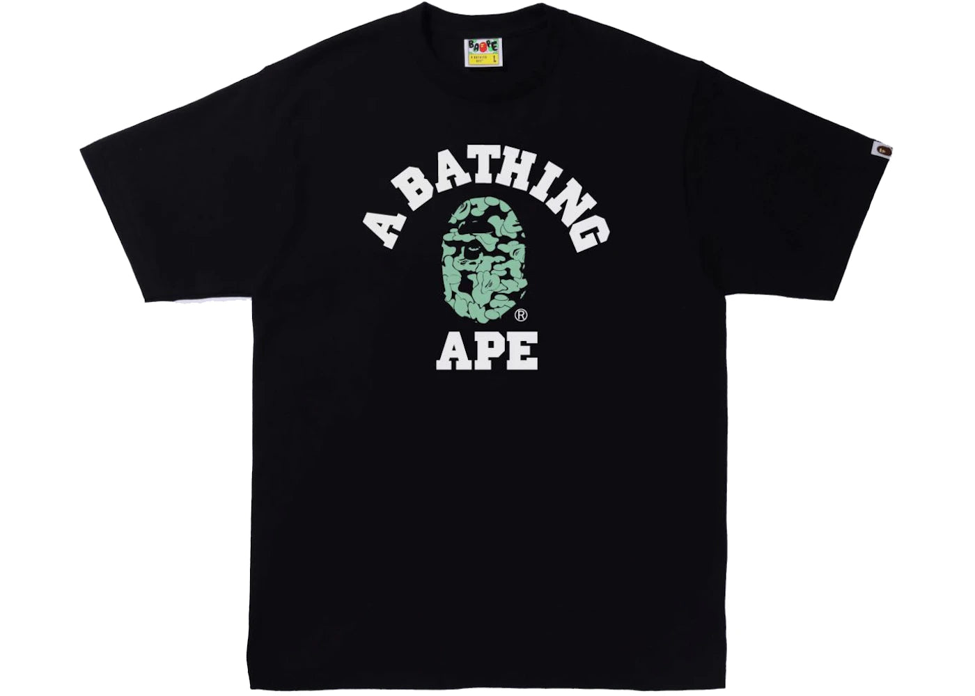 BAPE Text Code Camo College Tee Black