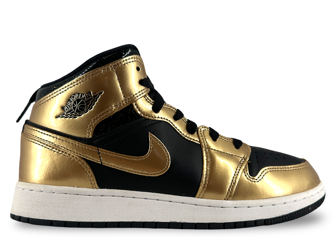 Jordan 1 Mid SE Metallic Gold Black (GS)