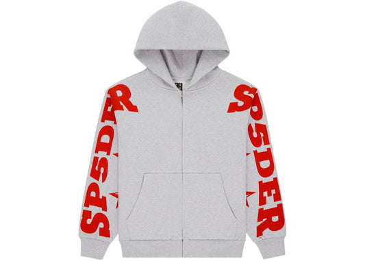 Sp5der MX555 Zip Hoodie Heather Grey