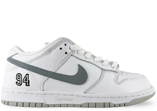 Nike SB Dunk Low Supreme 94 White Metallic Silver