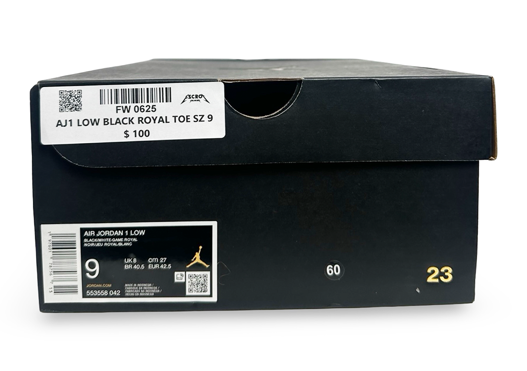 Jordan 1 Low Black Royal Toe