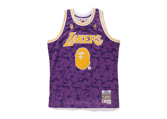 BAPE x Mitchell & Ness Lakers ABC Basketball Swingman Jersey Purple