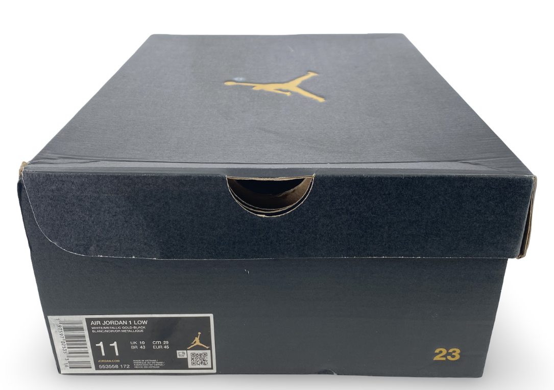 Jordan 1 Low White Black Metallic Gold Swoosh