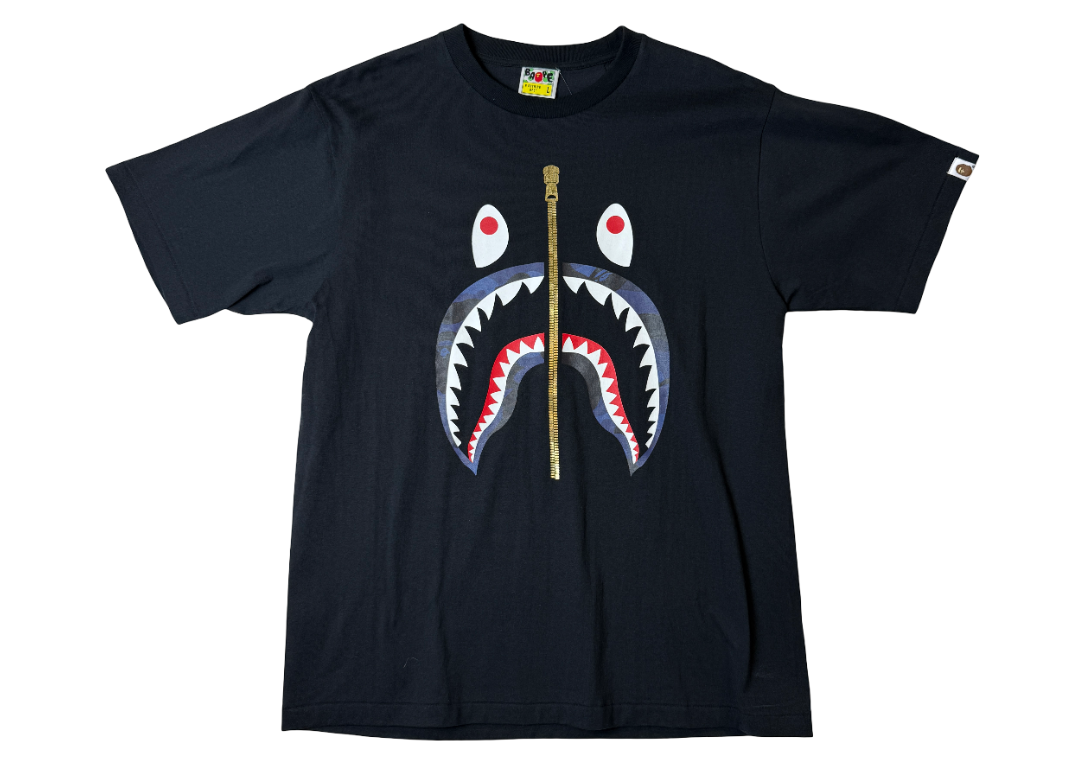 BAPE ABC Gold Zip Shark T-Shirt Black