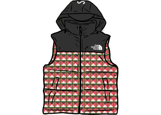 Supreme The North Face Studded Nuptse Vest Red