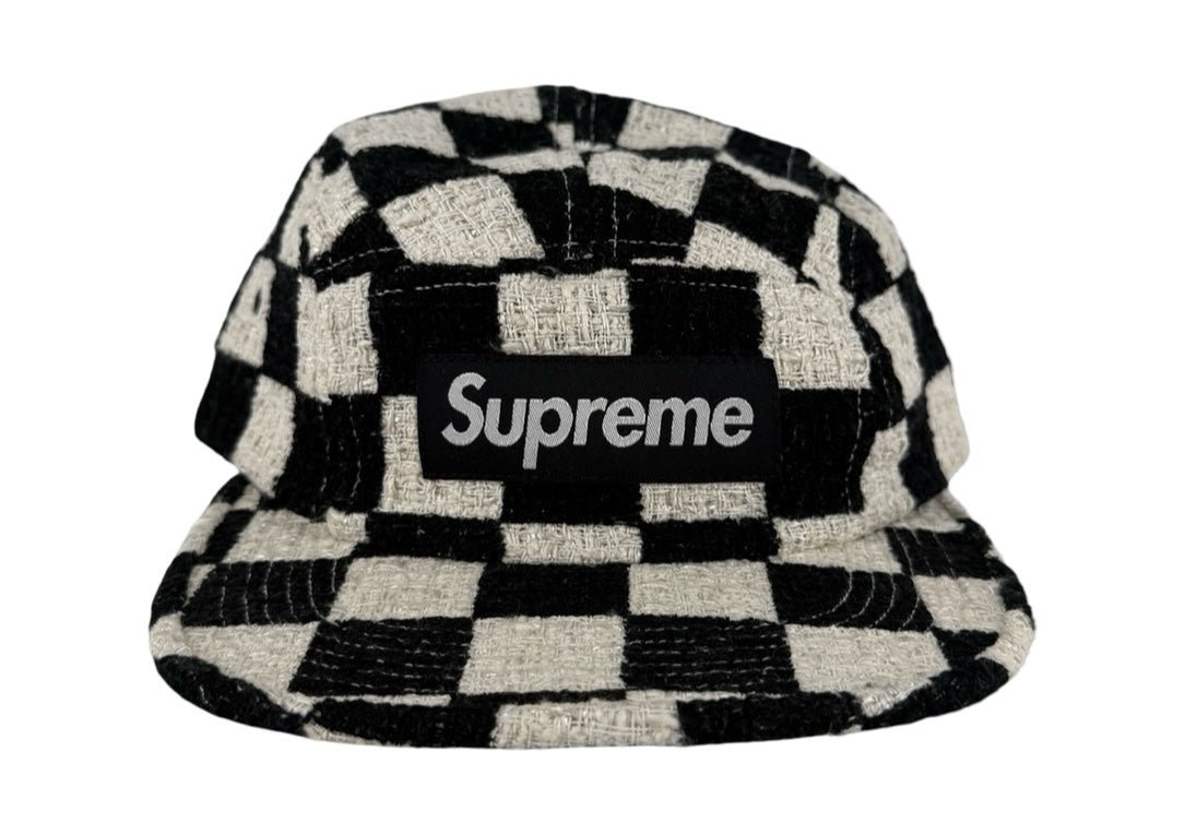 Supreme Checkerboard Boucle Camp Cap Black