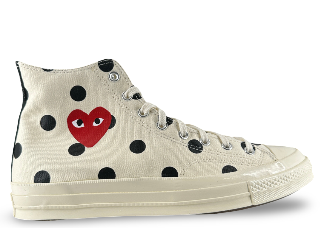 Converse Chuck Taylor All Star 70 Hi Comme des Garcons PLAY Polka Dot White