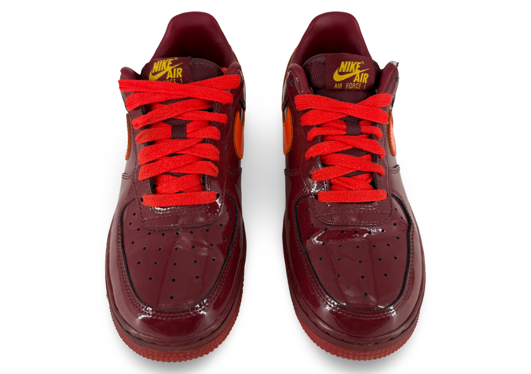 Nike Air Force 1 Low Patent Leather Dark Team Red Safety Orange