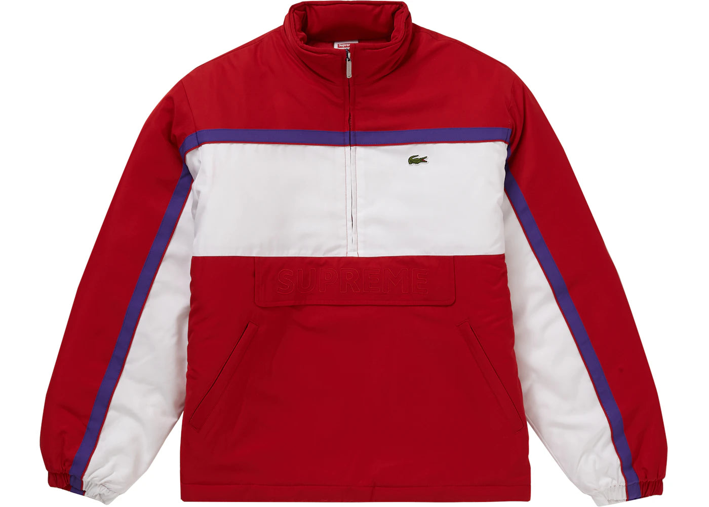 Supreme LACOSTE Puffy Half Zip Pullover Red