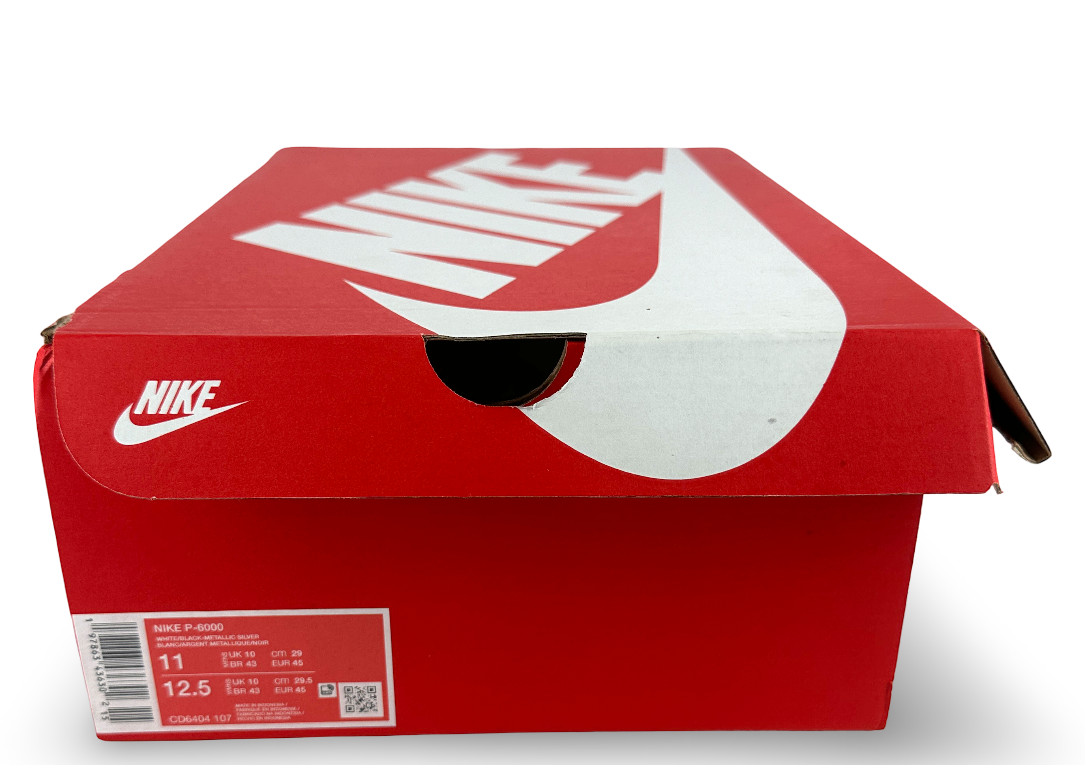 Nike P-6000 White Metallic Silver Black