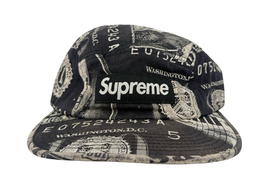 Supreme Franklin Black White Money Camp Hat Cap FW13