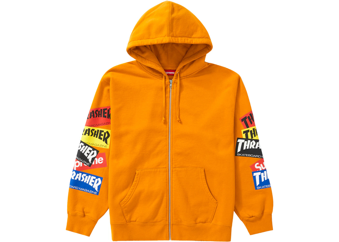 Supreme Thrasher Multi Logo Zip Up Hooded Sweatshirt Gold