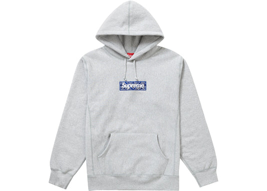 Supreme Bandana Box Logo Hooded Sweatshirt Heather Grey