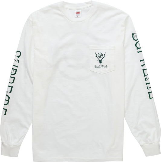 Supreme SOUTH2 WEST8 L/S Pocket Tee White