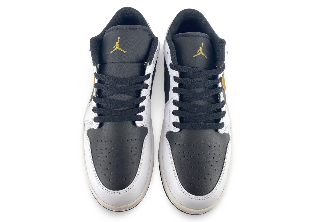 Jordan 1 Low White Black Metallic Gold Swoosh
