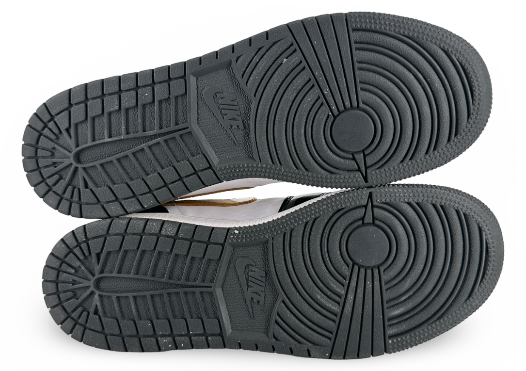 Jordan 1 Mid Patent Black White Gold (GS)