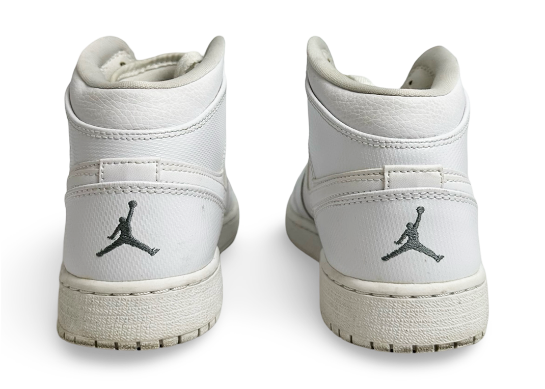 Jordan 1 Mid Triple White Tumbled Leather (GS)